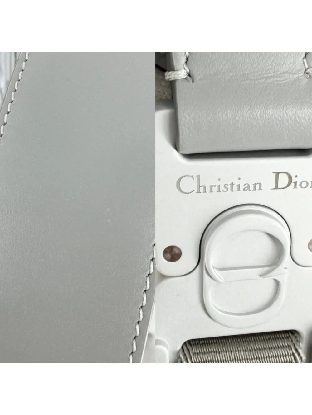 Dior Backpack CD Diamond Hit the Road Leather Gray Silver